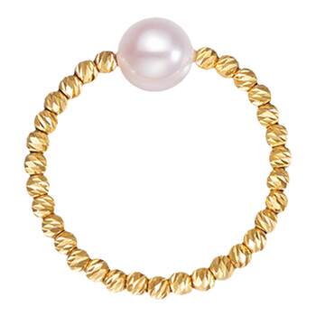 Pomelo white 18k gold laser pearl soft ring elastic adjustable finger ring explosion ring women’s disco ring