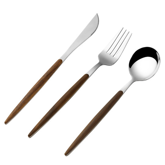 Geego wooden handle stainless steel western restaurant knife fork