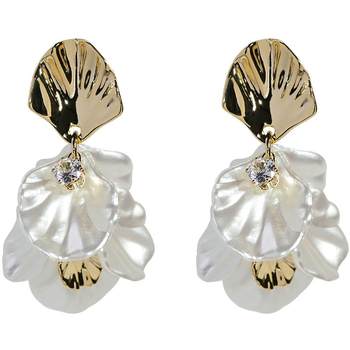 Shell petal pierced ear clip french pinch clip