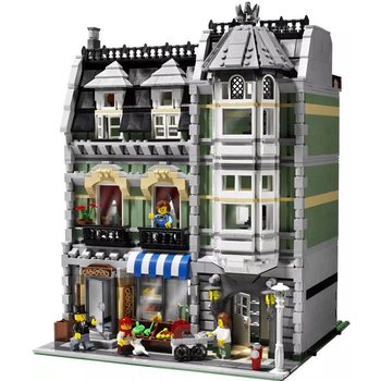 Street View Series 10185 Green Grocery Store Adult High-Difficulty Assembly Chinese Building Block Toy Gift 15008