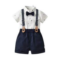 Fan Hunting Baby Summer Clothing Suit Gentleman Handsome 100 days old Baby gown Catch Zhou Banquet Boy Two Sets Summer