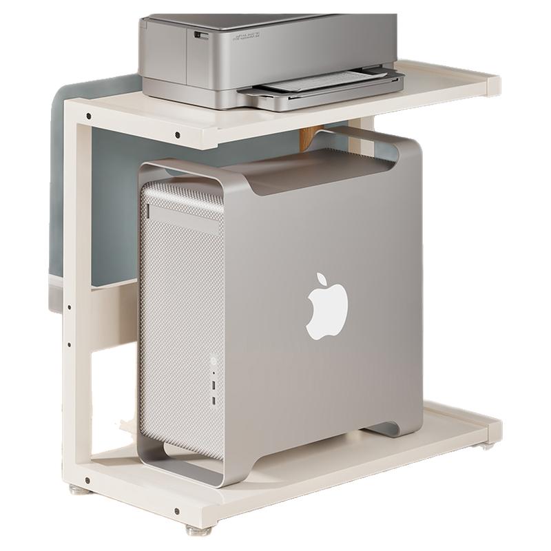 Floor-standing computer rack under desk