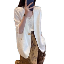 High-end acetate satin suit sun protection jacket for women summer new temperament small suit foreign style versatile top