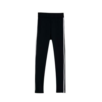 ເກົາຫລີ Dongdaemun 21SS Shark Pants ແມ່ຍິງ Outerwear ຂ້າງຂະຫນານເສັ້ນດ່າງແອວສູງແອວກິລາ stretch Tights