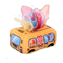 Baby bus paper toy baby 0 to 1 year old childrens puzzle early education tear-resistant tissue box pull out radish