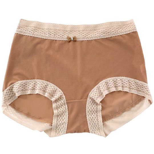 大码内裤女胖mm高腰收腹提臀蕾丝边纯棉裆舒适无痕薄款透气三角裤