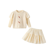 Fanhunting Girls Suit Autumn Clothes 2024 New Childrens Style Little Girl Clothes Baby Casual Three-piece Set Spring and Autumn