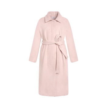 Kroche 25aw 柔粉绒语 羊毛混纺 单排扣长款翻领A摆毛呢大衣外套