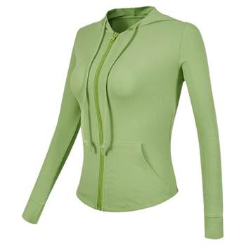 Fitness Girls Hooded Zipper Sports Jacket Casual Spring and Autumn Running Sleeve Yoga Wear Tops Tight Jacket New