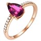 Natural colored ruby red tourmaline diamond ring