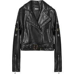 Spring and autumn new pu leather jacket women's small jacket short motorcycle leather jacket rivets ສີດໍາ slim ສະບັບພາສາເກົາຫຼີຮ້ອຍ