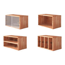 Solid wood bookshelf floor-standing storage rack bookcase low cabinet combination grid cabinet TV cabinet side table simple storage storage cabinet