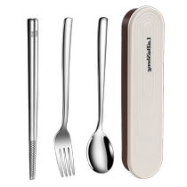 316 stainless steel chopsticks spoons portable tableware storage box set for one person three-piece set for students