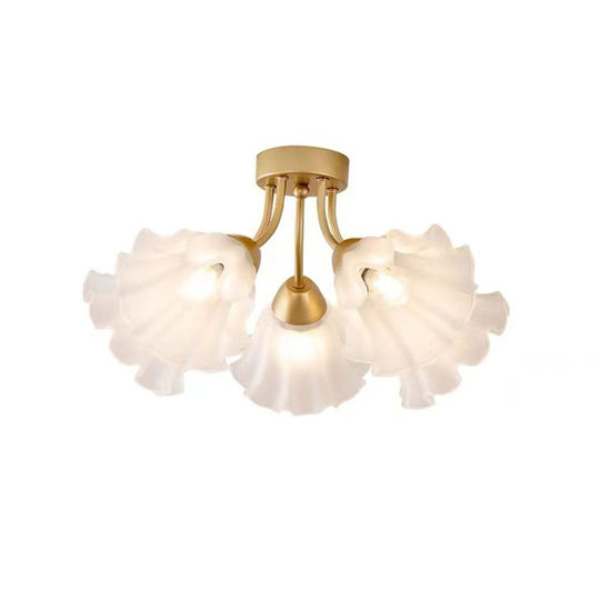 Nordic simple home guest restaurant glass chandelier three-head French pastoral romantic master bedroom study lily of the valley chandelier