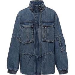 DAZZLE Disu Outlet 23 Spring New Retro Distressed Blue Workwear Casual Padded Denim Jacket Cotton Clothes