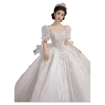 Robe de mariage léger de type Fan 2024 nouveau fil principal bridal petite femme enceinte haute taille haut de taille à la texture supérieure fil de bienvenue