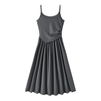 Semir dress ຂອງແມ່ຍິງ summer splicing ປອມສອງສິ້ນ suspender skirt 2026 ໃຫມ່ slimming ແລະ discreet ການອອກແບບ skirt ຍາວ