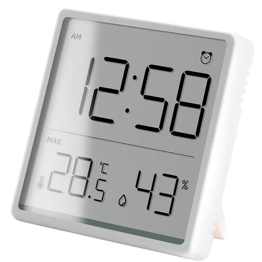 温湿度计时钟家用室内婴儿房高精度温度计带时间磁吸壁挂式湿度表
