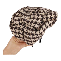 Black and white lattice hair stirrup Autumn Winter New Cloth Art Hair Accessories Half Cap Gig Shade White Hair Temperament Head Stirrup Head Trim Wide Side