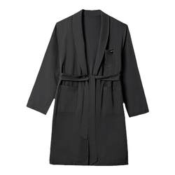 SALIGIA classic men's green fruit collar modal cotton nightgown black sexy home wear dressing gown bathrobe