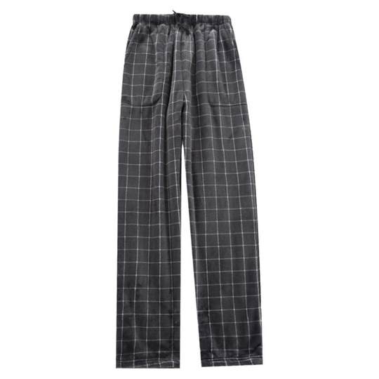 Trousers flannel men coral velvet plaid home pants