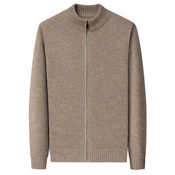 Chunzhu shijia men's high-end 100% pure wool sweater stand collar zipper casual knitted cardigan thickened sweater jacket Chunzhu shijia men's high-end 100% pure wool sweater stand collar zipper casual knitted cardigan thickened sweater jacket