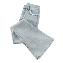 Hot diamond micro-flared jeans for women 2024 new spring and autumn thin high-waist elastic slimming light-colored trousers flared pants