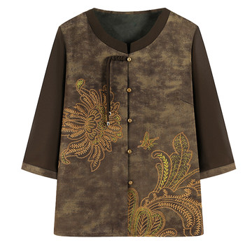 Summer Shirts for Middle-Aged and Elderly Mothers, Loose-Fitting Grandma-Style Shirts, Summer Slimming Simple Shirts, Women's Tops for the Elderly