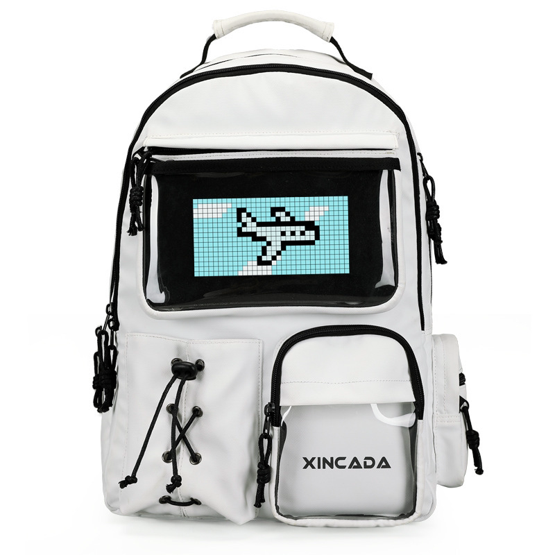 Trendy new generation genuine backpack with LED display screen, high-resolution student bag, large capacity, multi-functional travel laptop bag.