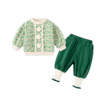Girls suit plus velvet winter clothes Internet celebrity baby fashionable childrens clothing childrens sweatshirt pants two-piece set autumn and winter