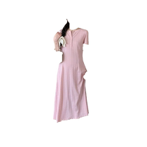 Maternity wear summer wear 2024 new style fashionable simple versatile round neck short-sleeved slim long skirt large size loose dress