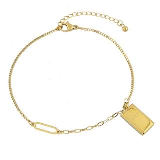 European and American high-end fashion all-match gold brick anklet women's 18k gold-plated cold style light luxury niche summer anklet
