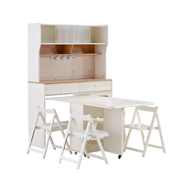 Full Friend Home Cream Wind Multifunction Dining Side Cabinet Living-room Small Family Type Foldable Dining Table Chair Combined 129926