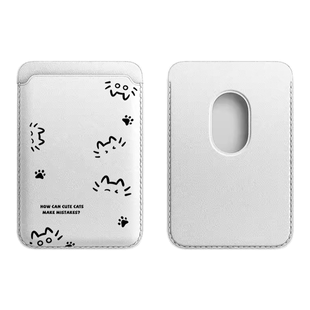 Simple line cat magsafe leather card bag