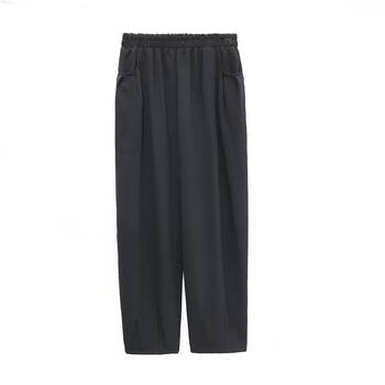 ສີແຂງ ແອວສູງ loose pants stretch mom pants