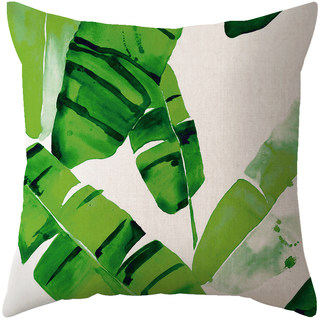 水彩色植物北欧ins美式棉麻抱枕套腰枕清凉汽车靠垫办公沙发靠枕
