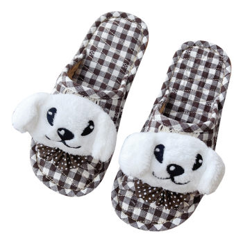 Home fabric plaid beef tendon sole anti-slip floor slippers Home fabric plaid beef tendon sole anti-slip floor slippers