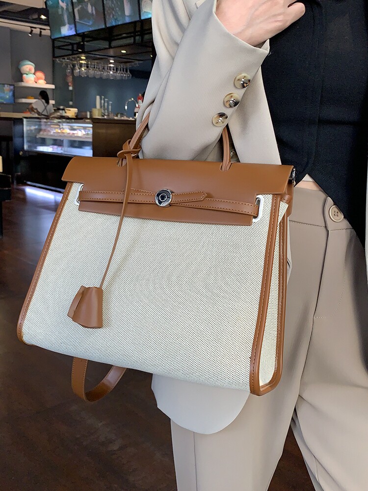 MKG Canvas Birkin Kelly Bag for Women, 2026 New Style, Trendy Autumn/Winter, High-End Shoulder/Crossbody/Handbag for Commuters