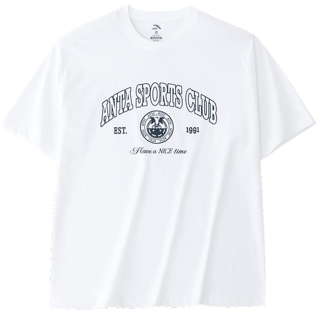 ANTA Ice Antibacterial American Retro Short Sleeve T-Shirt