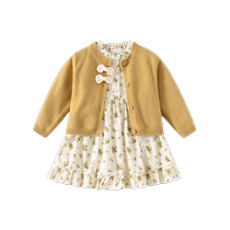 Girls Dress Autumn Clothing 2024 New Baby Style Cardigan Skirt Childrens Suit Spring and Autumn Childrens Princess Dress