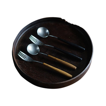 Wooden stainless steel meal spoon western food fork