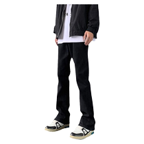 Black cleanfit pants mens spring and autumn style American high street bootcut overalls slim straight casual jeans