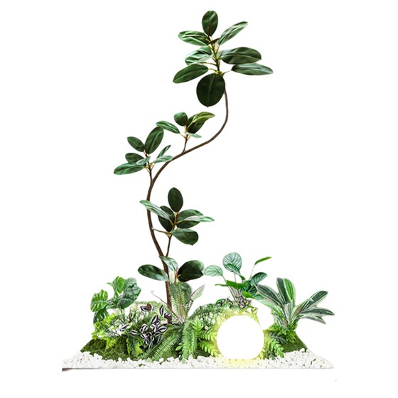 Simulated green plants and landscaping combination decorative artifacts