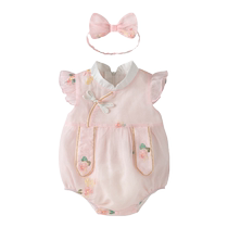 Baby clothes summer thin cover-up clothes newborn baby girl jumpsuit full moon one hundred days Chinese style summer clothes