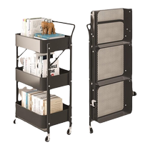 Bookshelf trolley storage rack floor-standing removable folding home bookcase snack multi-layer storage wheeled storage rack
