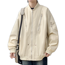 American bomber jacket mens spring and autumn new loose casual baseball uniform mens trendy retro workwear jacket