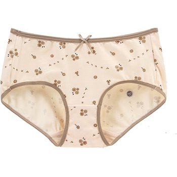 Aisha underwear ແມ່ຍິງຝ້າຍບໍລິສຸດກາງແອວຝ້າຍພິມ elastic ຝ້າຍ breathable hip-ກວມເອົາໄວຫນຸ່ມສາວງາມ briefs
