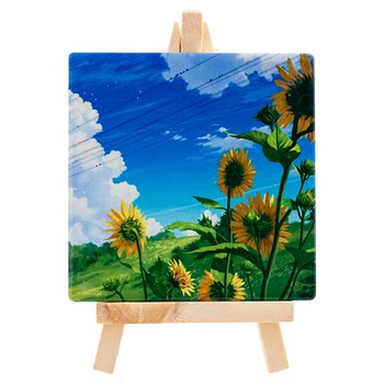 Ins small fresh desktop decoration landscape oil painting table setting