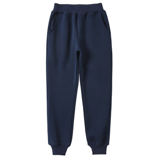 儿童藏青色运动裤加绒男童女童藏蓝色纯棉校服裤子小学生大童校裤