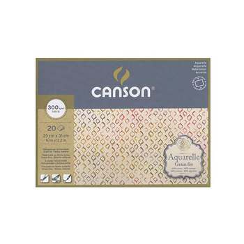 French Canson Aquarelle Watercolor Paper Watercolor Sketchbook Cotton Mixed Pulp 2K Four-Sided Glued 20 Pages High Cotton Pulp Spiral Bound 12 Pages 300g Rough Edge Medium Coarse Texture Sketchbook Drawing Book